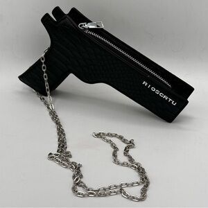 Black pistol shaped hip holster mini little purse handbag.